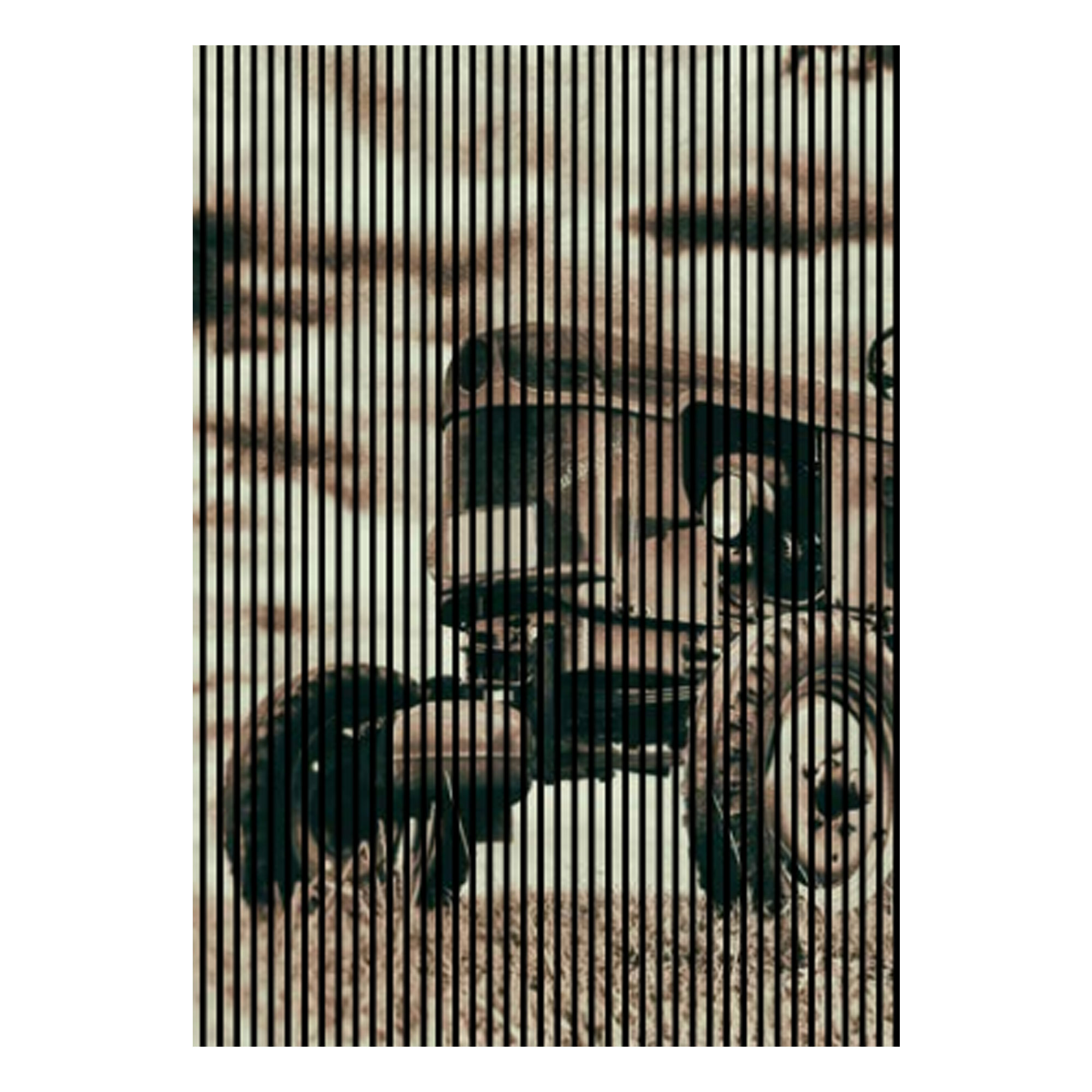 Pannelli acustici con stampa digitale di un paesaggio di trattori, pannelli murali in grigio e bianco, disponibili in varie dimensioni.