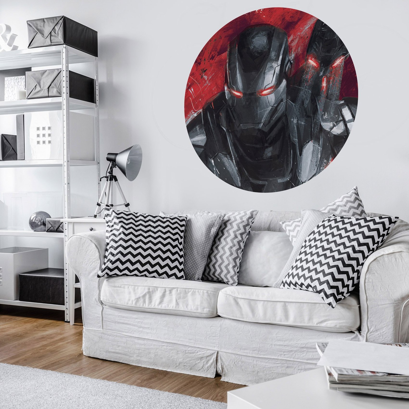 Carta da parati fotografica Komar Marvel Avengers Painting War-Machine 125 x 125 cm Carta da parati in tessuto non tessuto autoadesivo