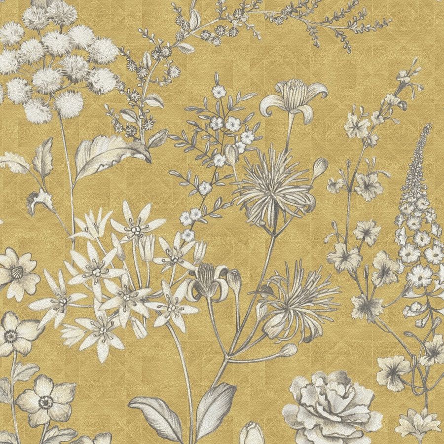 A.S. Creation Stili di viaggio 391172 Carta da parati in tessuto non tessuto aspetto floreale 10,05 m x 0,53 m Giallo