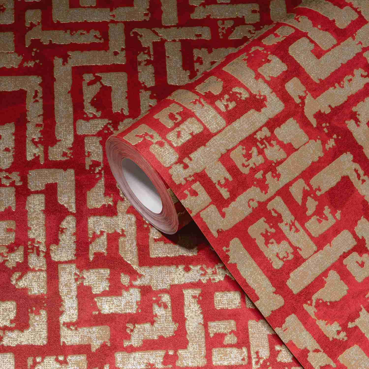 A.S. Creation LA MIA CASA. LA MIA SPA. 386954 Carta da parati in tessuto non tessuto Geometrico 0,53 x 10,05 m Rosso