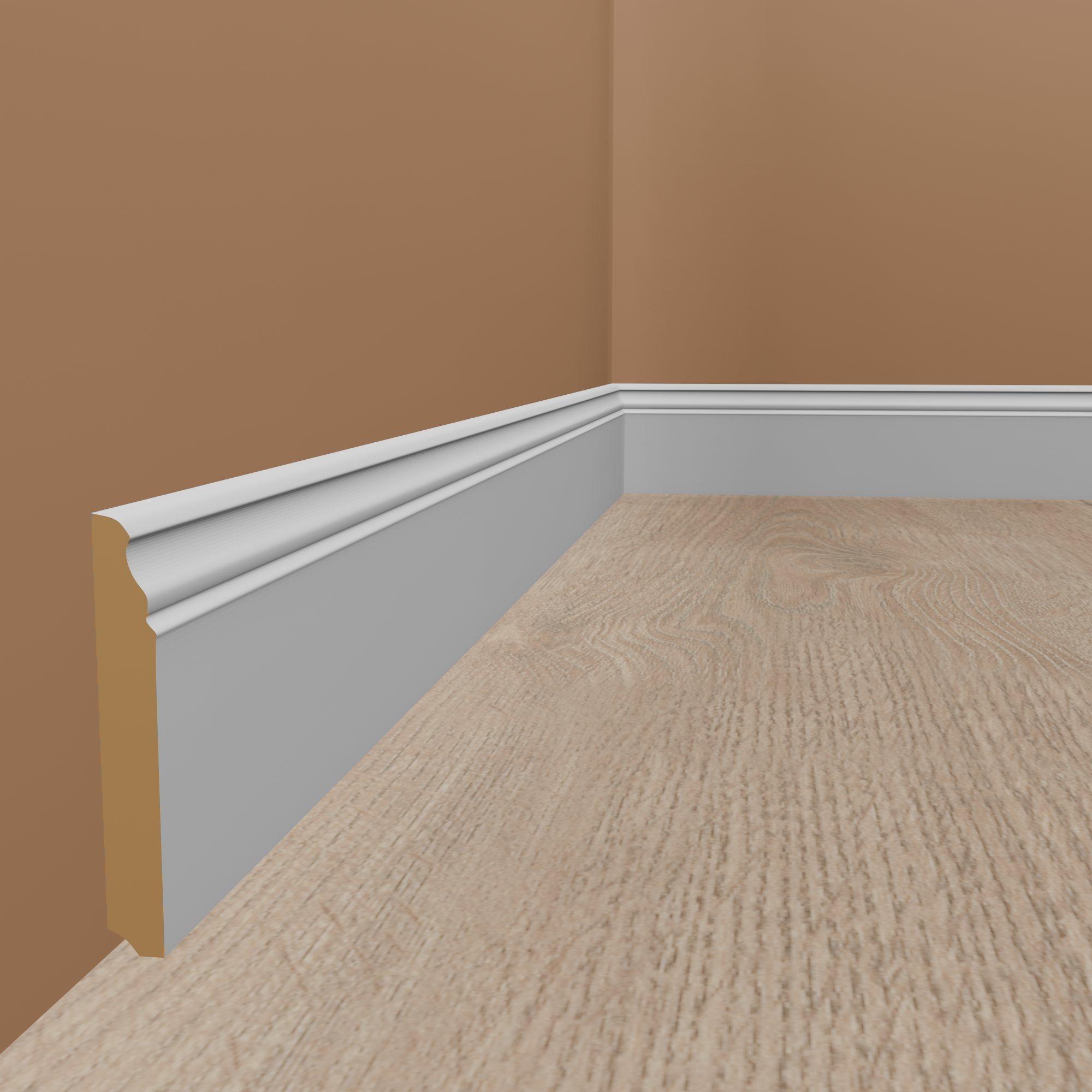 Battiscopa profilo Berlin 19 x 100 x 2500 mm legno massello bianco classico di PROVISTON