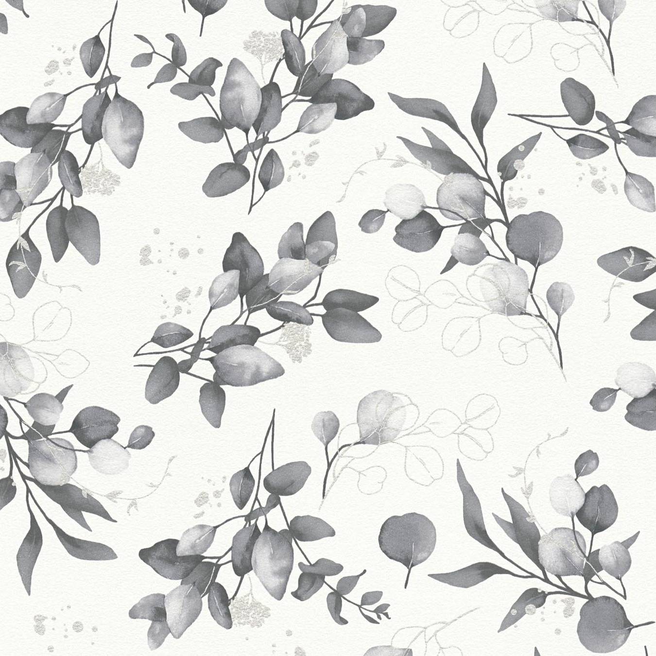 Carta da parati non tessuta 397686 Bianco Nero Fiori Floreale Pure Elegance A.S. Creation