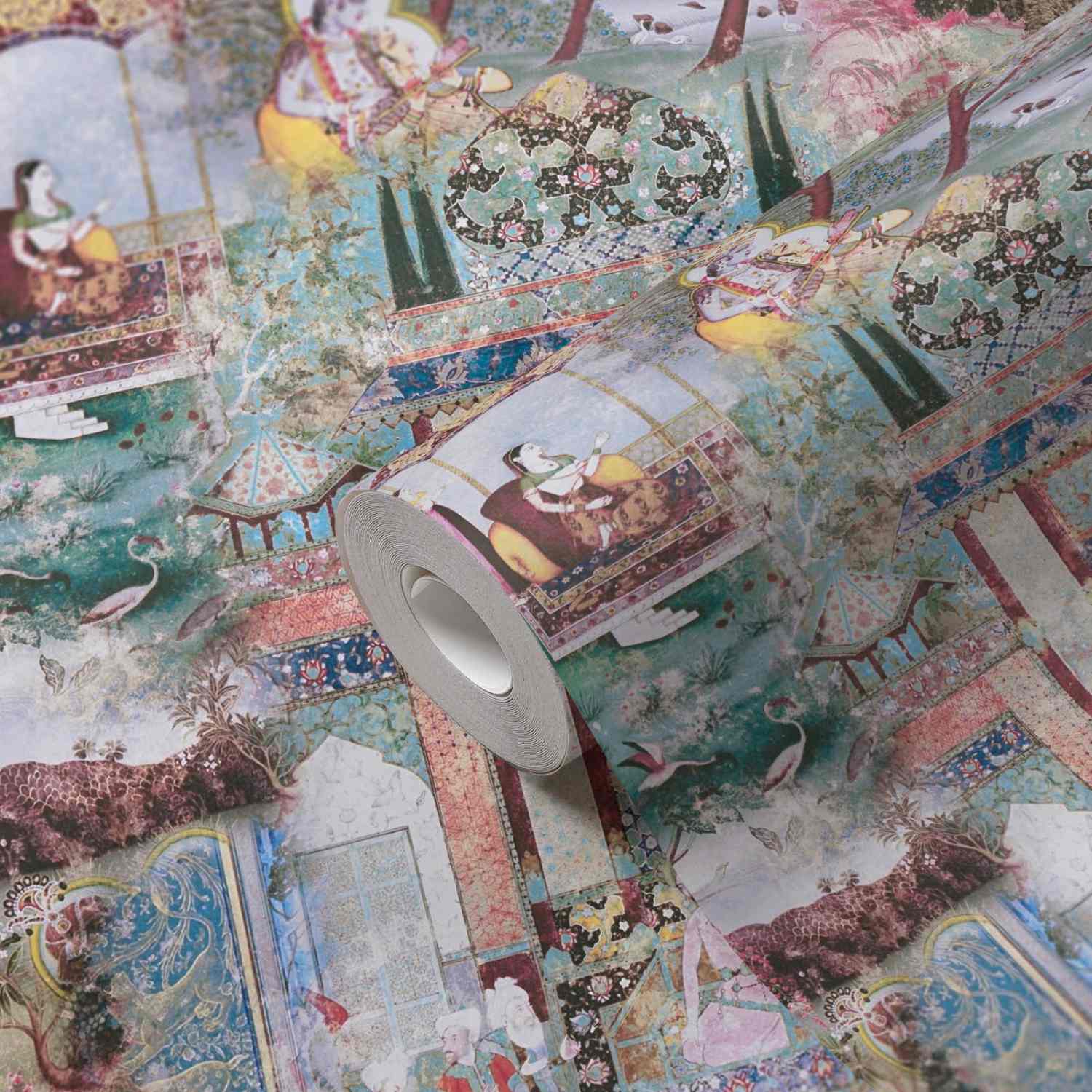 A.S. Creation Dream Flowery 381743 Carta da parati in tessuto non tessuto Vintage 0,53 x 10,05 m Blu Rosa Verde