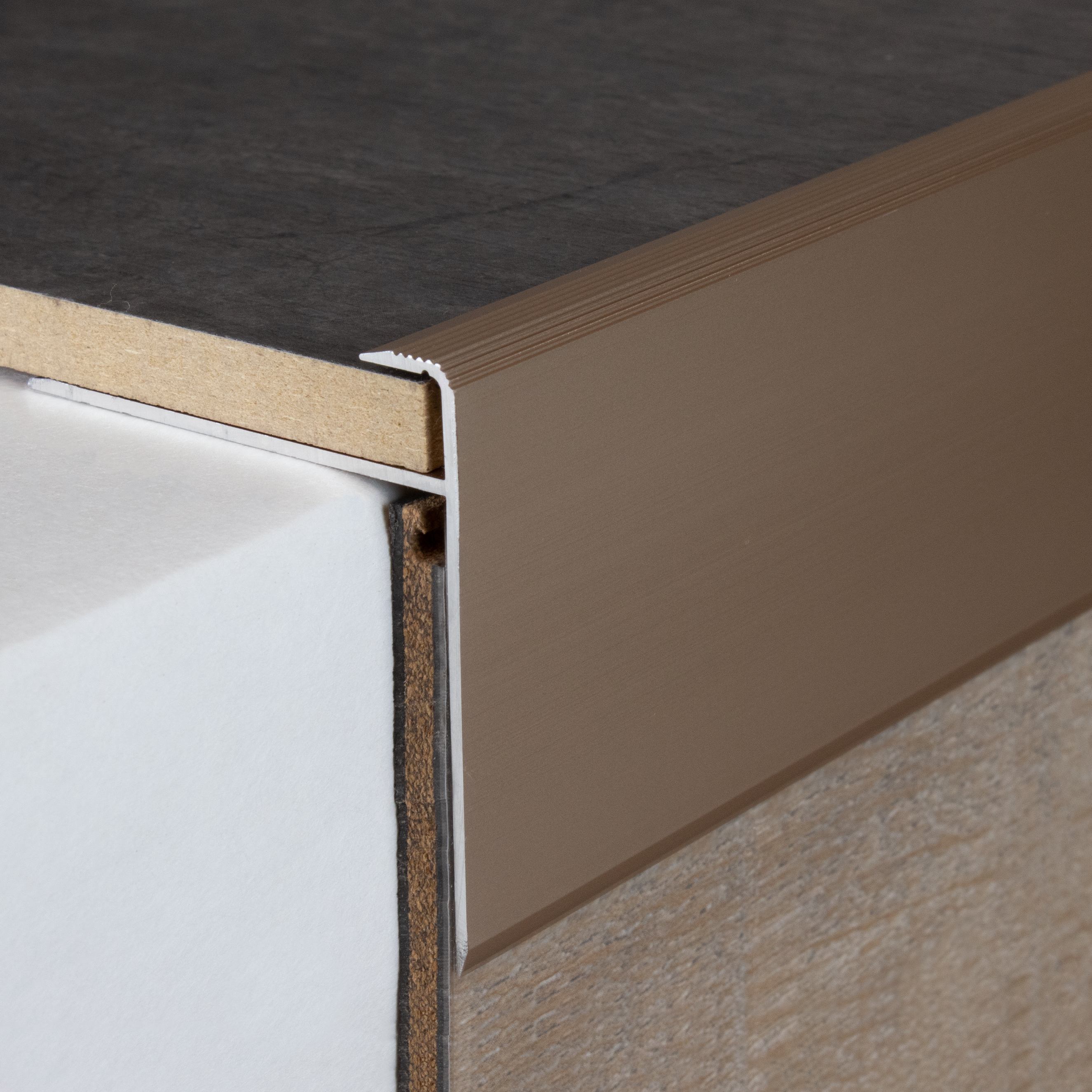 Profilo terminale, altezza bordo 8,5 mm, larghezza 50 mm, larghezza bordo 10 mm, profilo di bordatura in alluminio PROVISTON