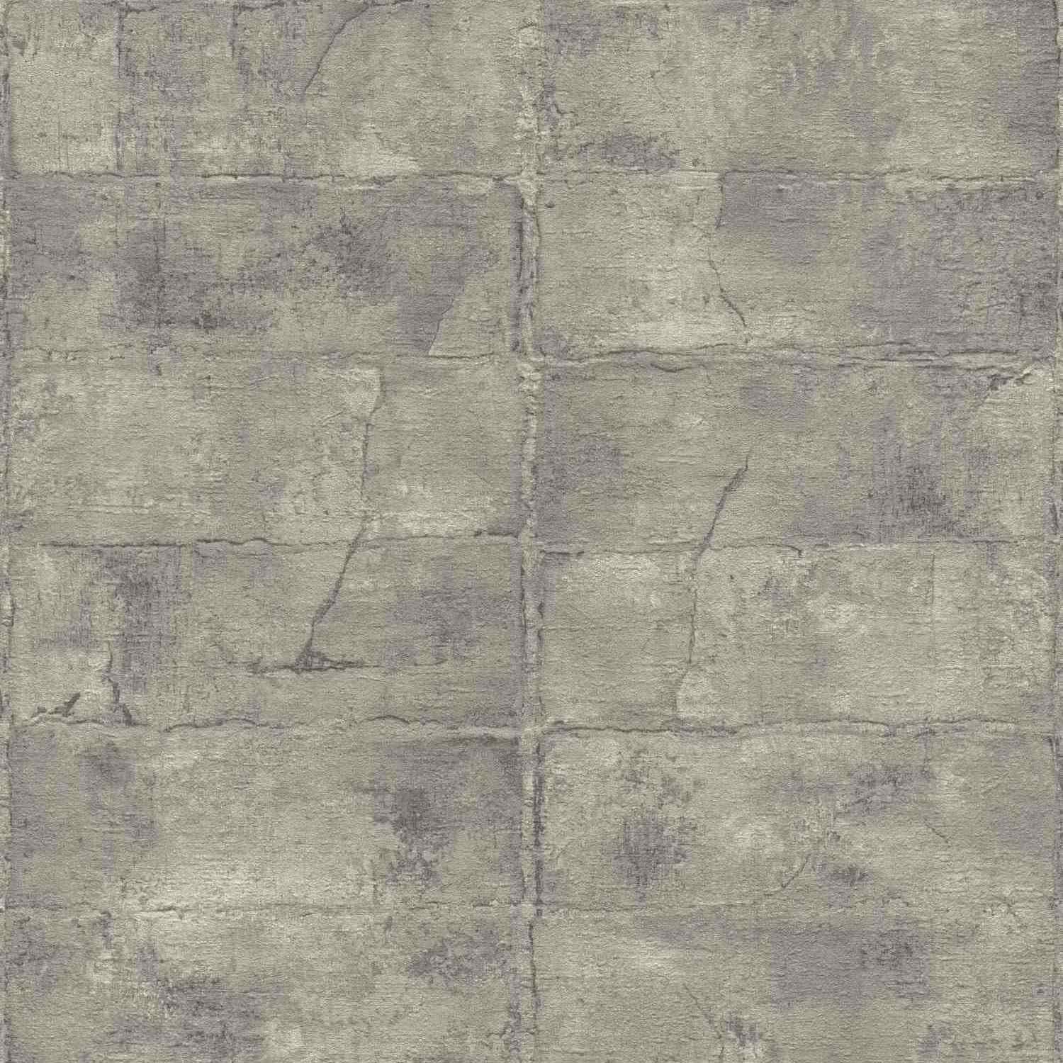 Rasch Calcestruzzo 520156 Carta da parati in tessuto non tessuto Effetto pietra 0,53 x 10,05 m Grigio Marrone