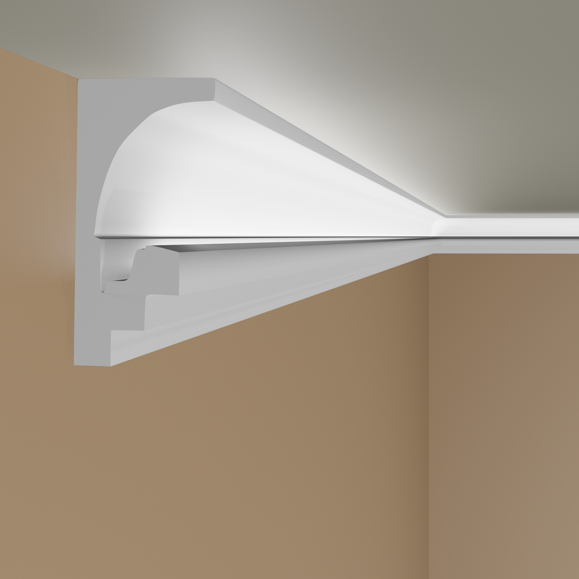 PROVISTON Striscia luminosa "LL8" Cornice in polistirene 93 x 182 x 2000 mm Bianco Cornice per soffitto