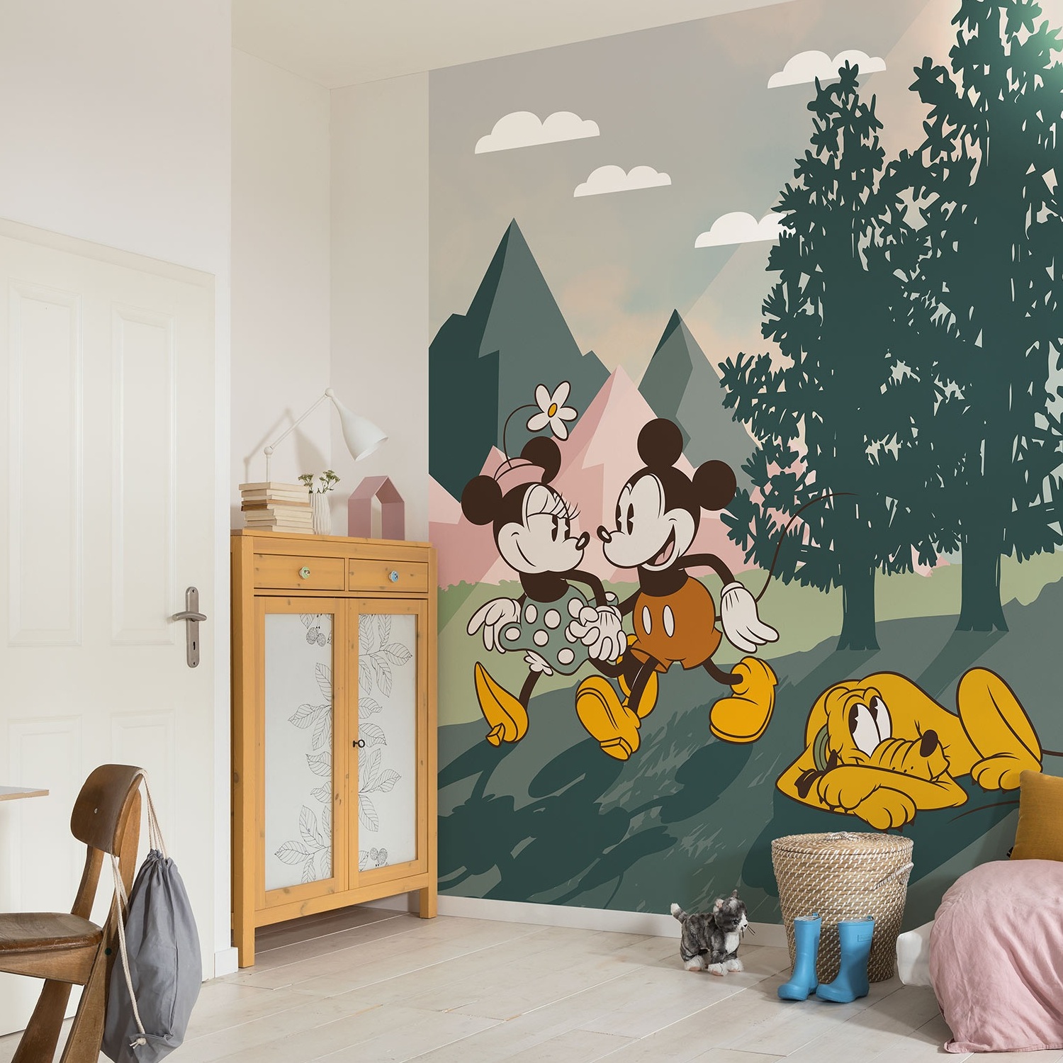 Komar Photo Wallpaper Disney Mickey & Minnie Embrace Nature 250 x 200 cm Carta da parati con stampa digitale Tessuto non tessuto Pippo