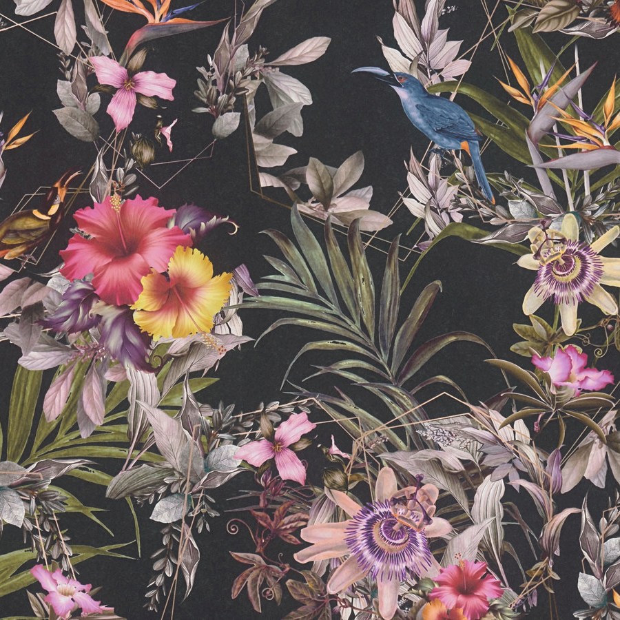 A.S. Creation Dream Flowery 381781 Carta da parati in tessuto non tessuto Motivo floreale 0,53 x 10,05 m Nero Verde