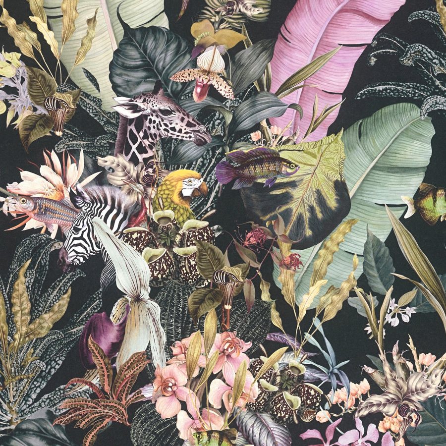 A.S. Creation Dream Flowery 381761 Carta da parati in tessuto non tessuto aspetto floreale 0,53 x 10,05 m Nero Rosa