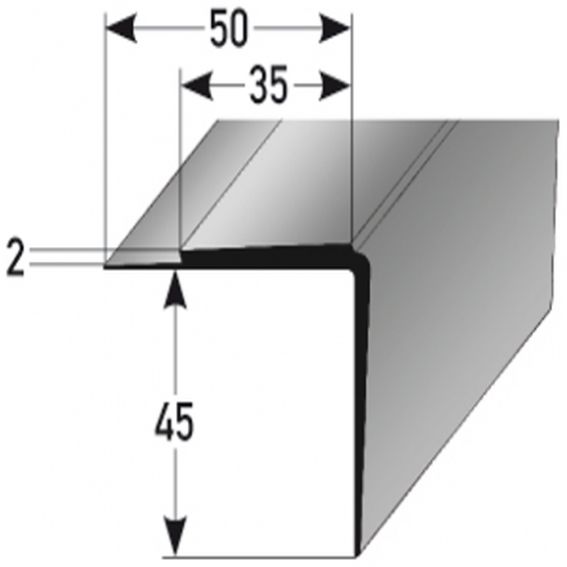 Profili per bordi e angoli delle scale PROVISTON Belver H 47 mm W 50 mm L 2500 mm Altezza bordo 2 mm