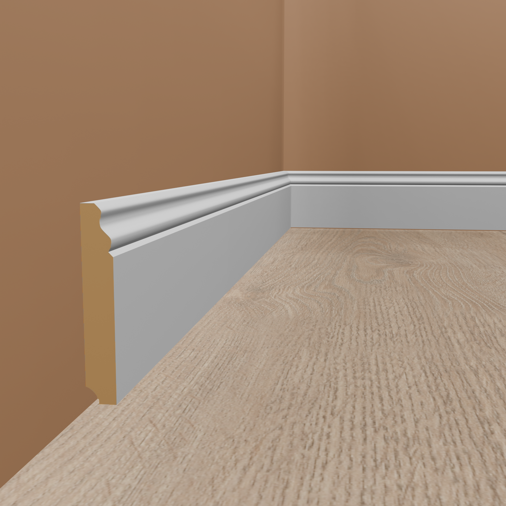Battiscopa "Düsseldorf" MDF 19 x 58 x 2500 mm Bianco Moderno di PROVISTON