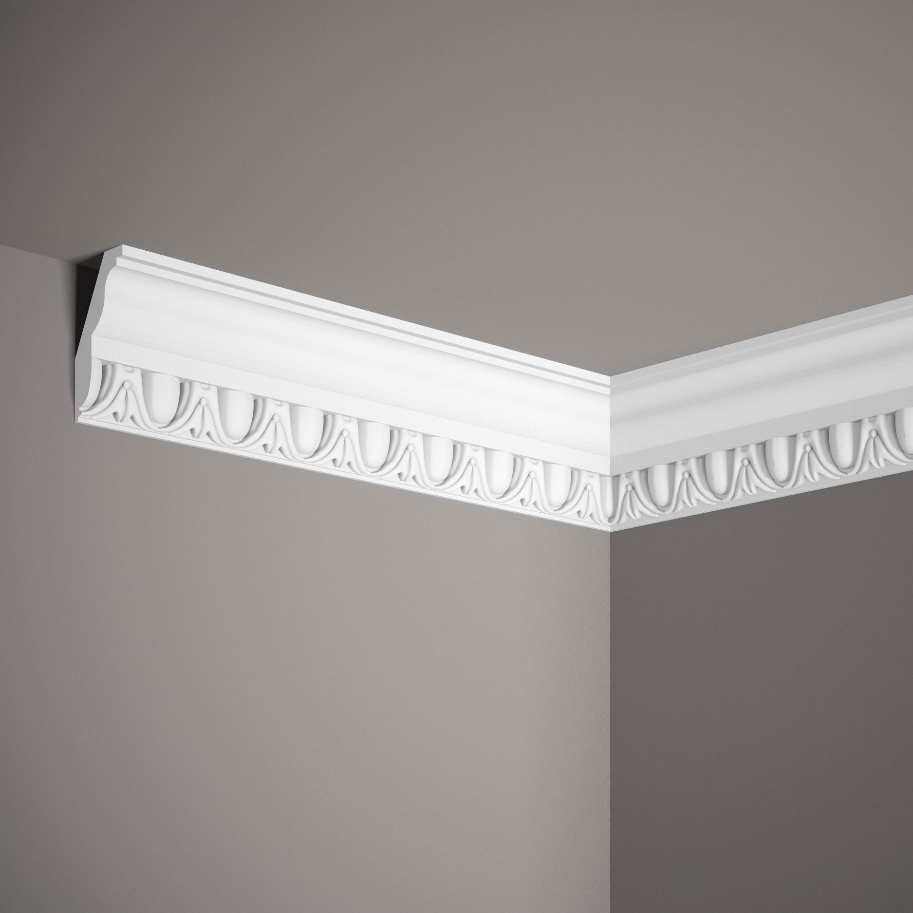 Modanatura per soffitto Mardom MDA212 Profoam 44 x 78 x 2000 mm modanatura in stucco bianco Art Nouveau