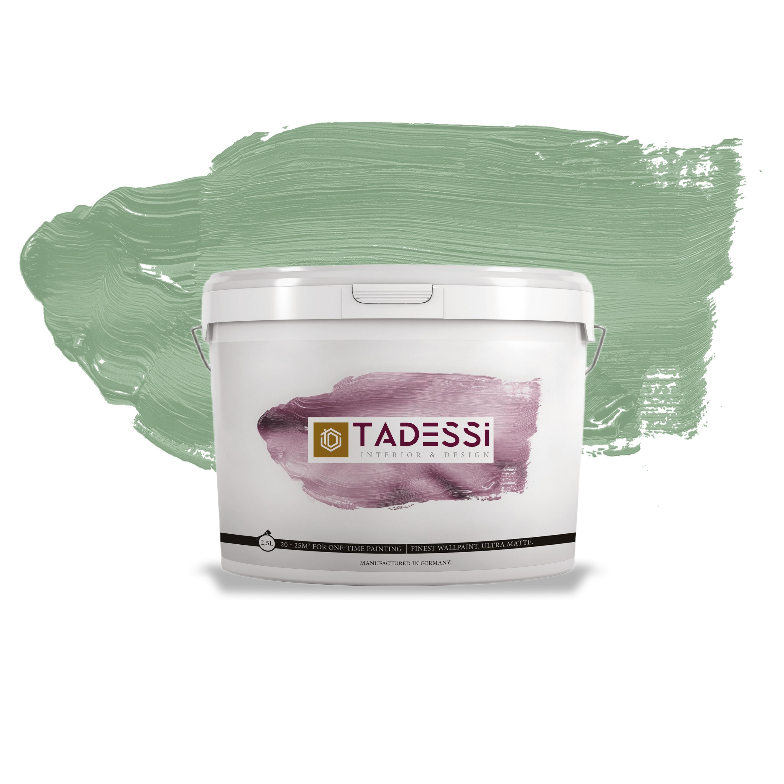 TADESSI Color Vista - Pittura murale Verde - Eucalipto - Verde Salvia - Pittura per interni opaca di alta qualità