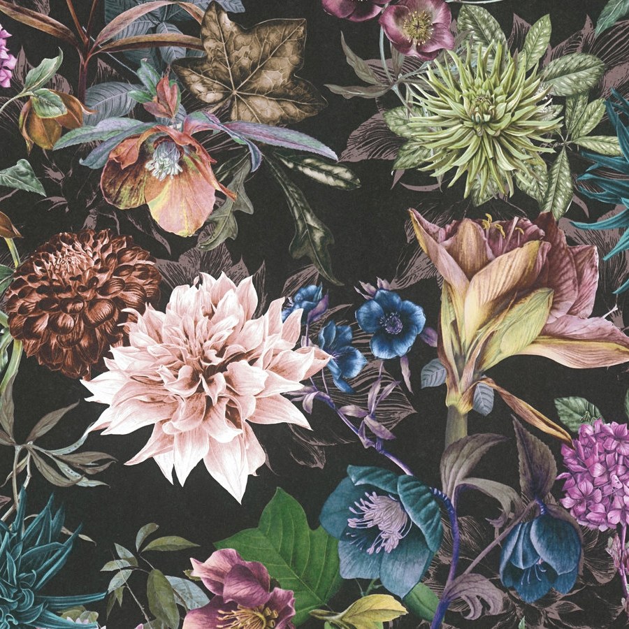 A.S. Creation Dream Flowery 381757 Carta da parati in tessuto non tessuto aspetto floreale 0,53 x 10,05 m Nero Viola