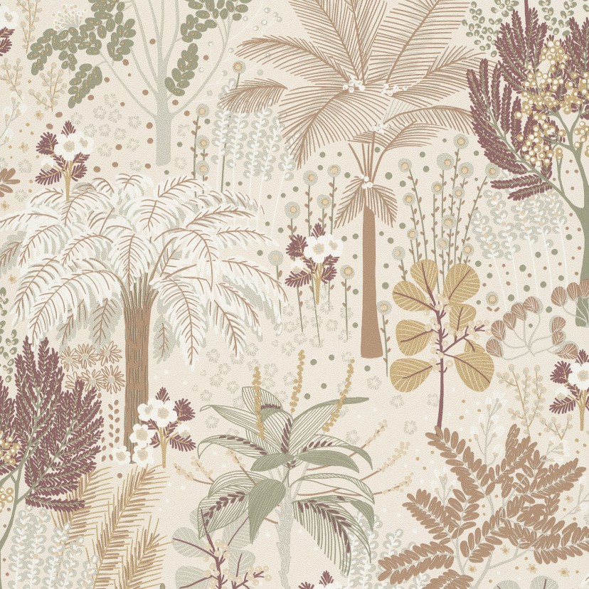 Grandeco Asperia A54803 Carta da parati in tessuto non tessuto giungla 10,05 x 0,53 m Beige