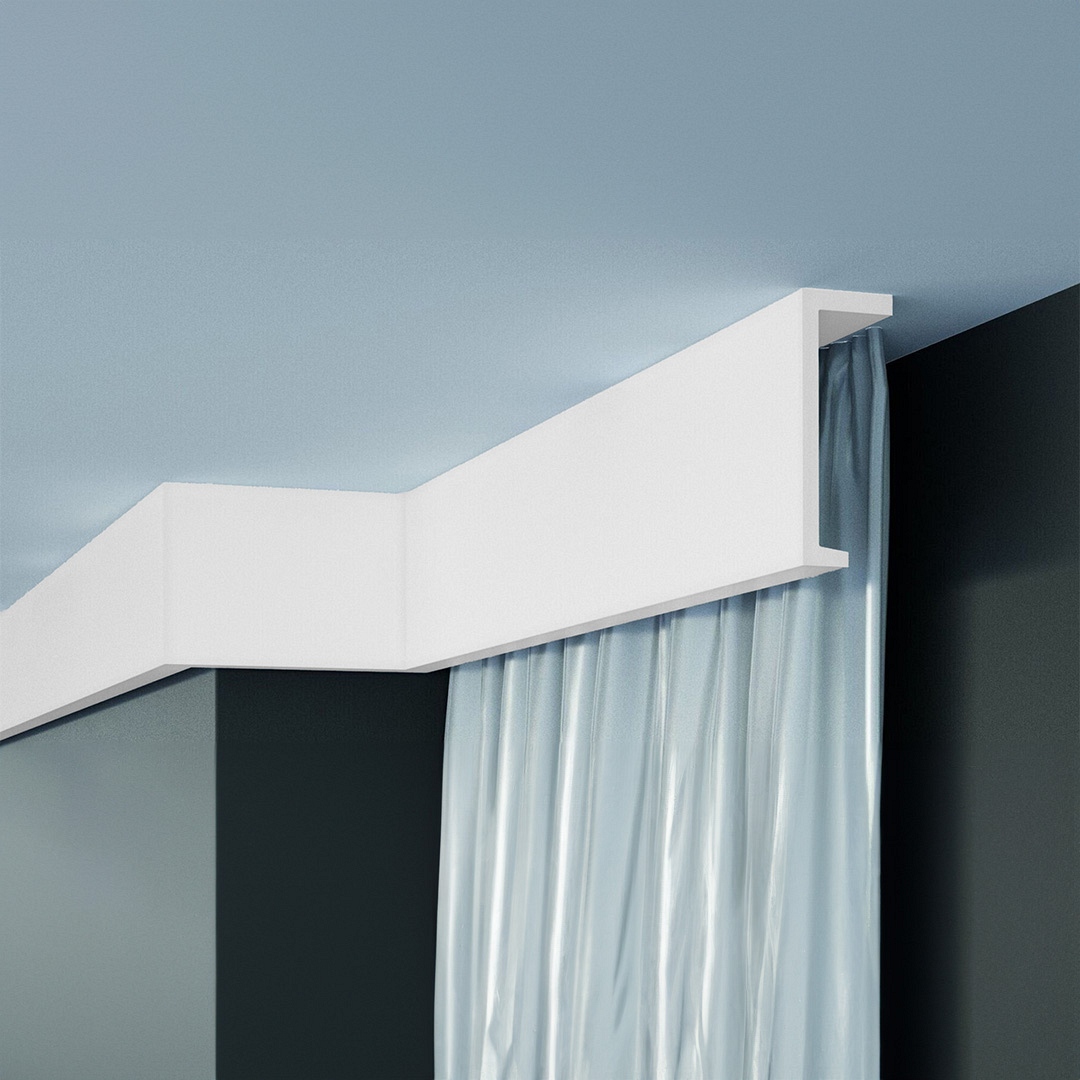 Elite Decor Binario per tende "P890" Poliuretano 110 x 40 x 2000 mm Binario per soffitto in polistirolo Bianco