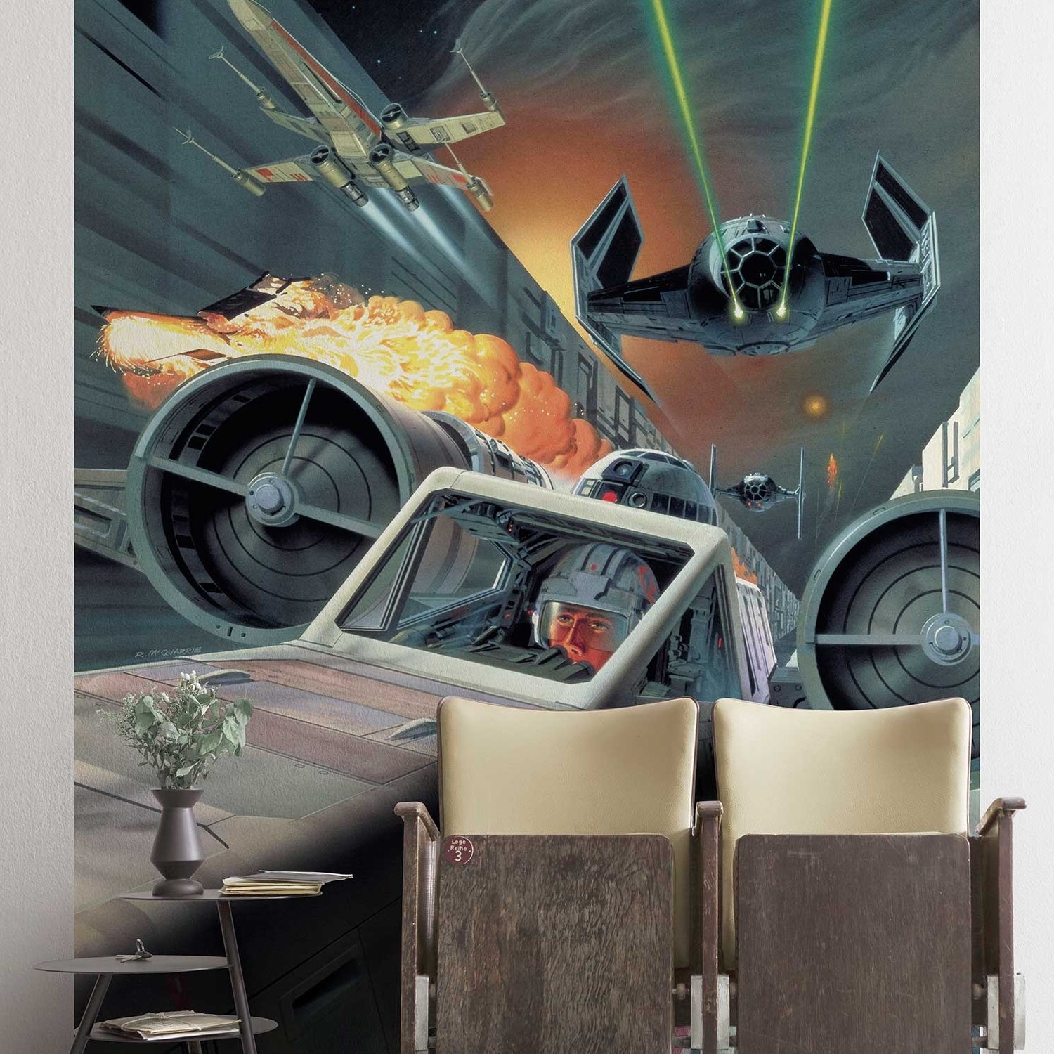 Carta da parati fotografica Komar Star Wars Trench Run, 280 x 200 cm, tessuto non tessuto, battaglia, astronavi, laser, battaglia spaziale