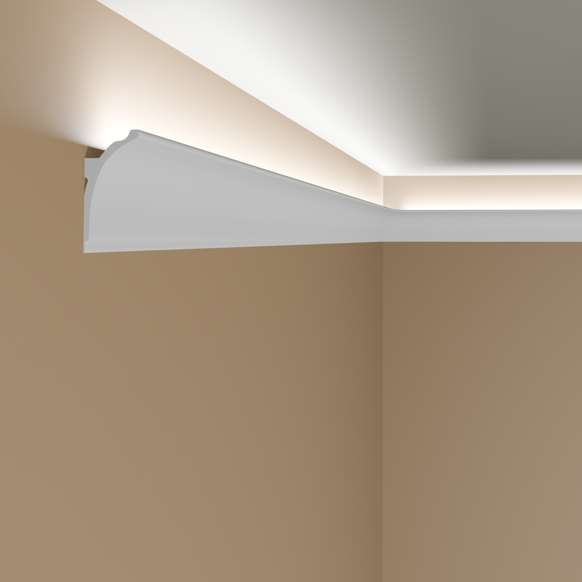 PROVISTON Striscia luminosa "NEC100" 50 x 100 x 2000 mm Bianco Modanatura per soffitto Modanatura per cornice Moderno