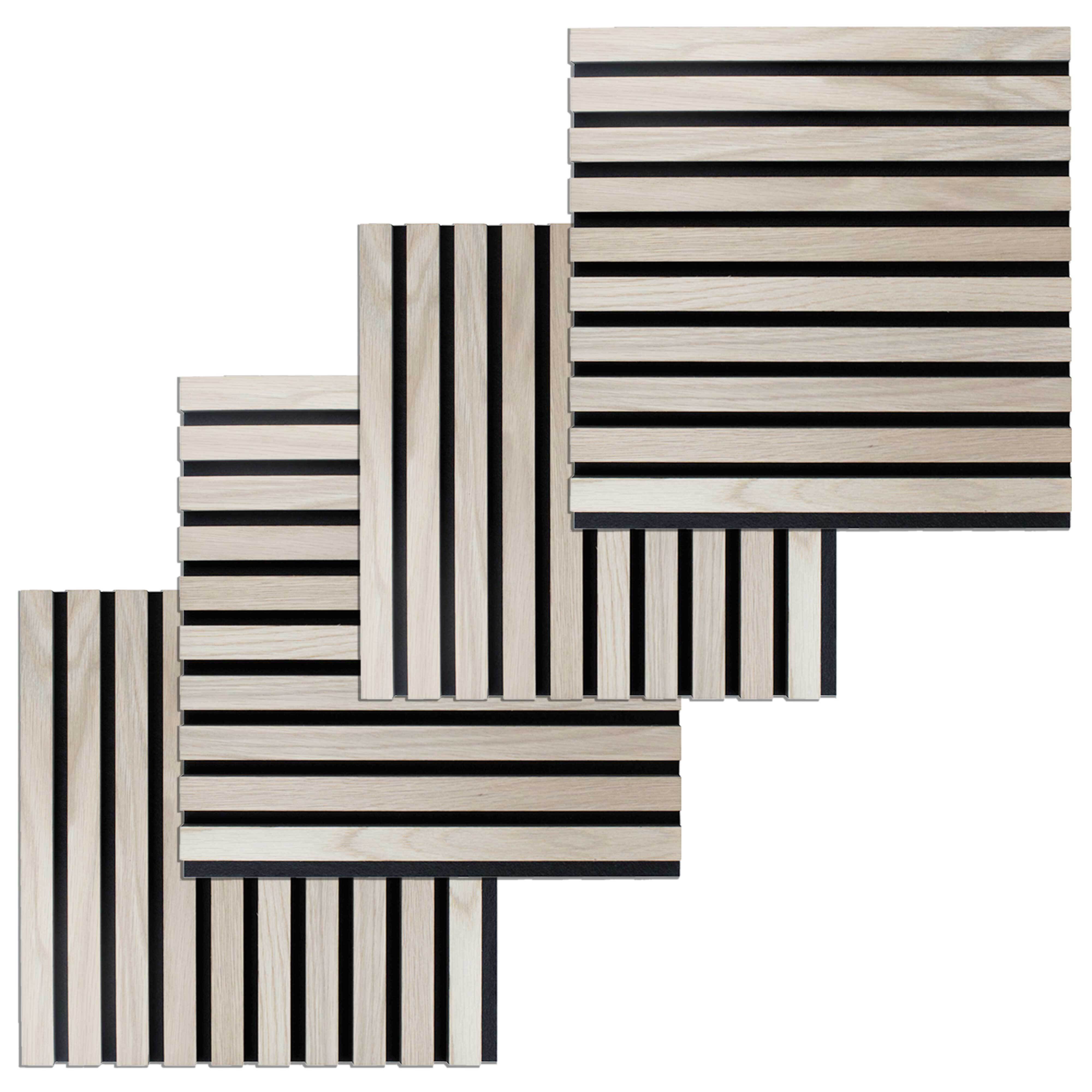 Pannello acustico PROVISTON Set da 4 pezzi 400 x 400 x 21 mm Pannelli acustici da parete in rovere chiaro impiallacciati in MDF