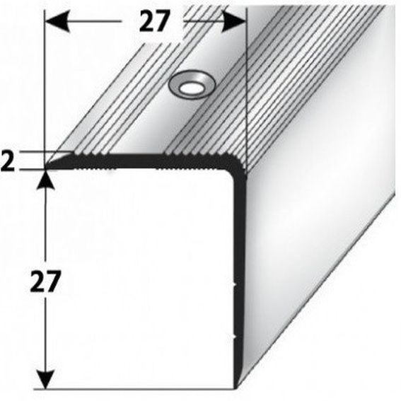 Treppenkante "Orvieto" / Treppenkantenprofil / Winkelprofil (Größe 27 mm x 27 mm) aus Aluminium eloxiert, gebohrt, von Auer Metall (Default)
