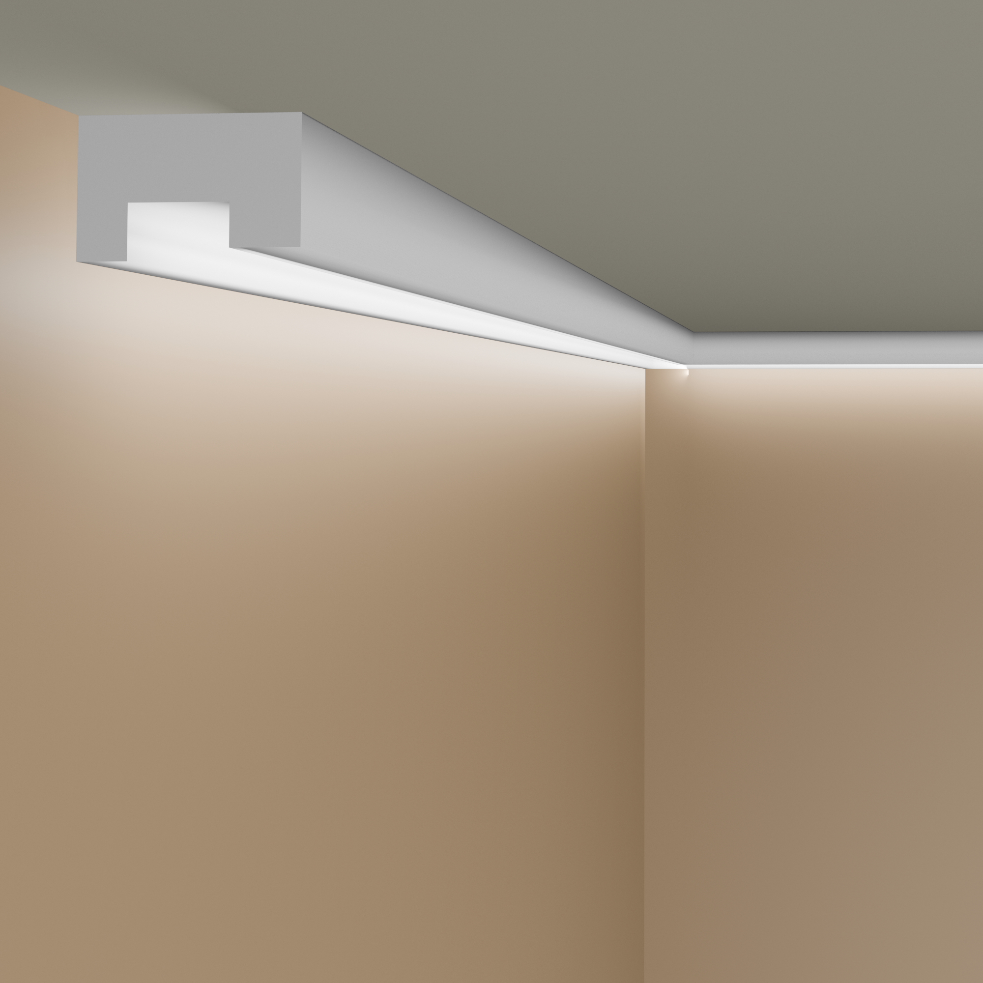 PROVISTON Modanatura in gesso "ML-73" Stucco in gesso autentico 47 x 33 x 1000 mm Striscia luminosa Modanatura a cornice
