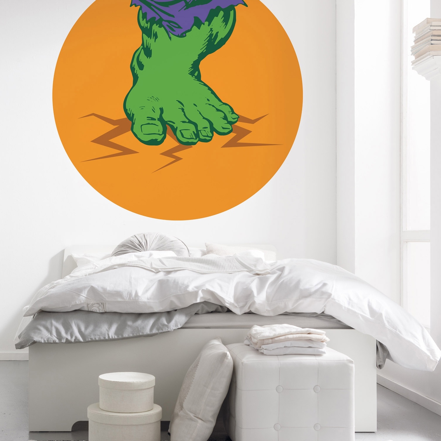 Carta da parati fotografica Komar Marvel Avengers Hulk's Foot Pop Art 125 x 125 cm Tessuto non tessuto autoadesivo Supereroi