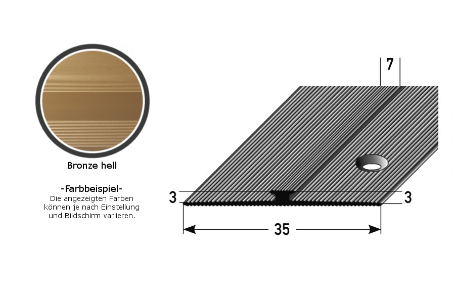 Profilo di bordatura e finitura Auer Rathmore, altezza 3-5 mm, larghezza 35 mm, lunghezza 2700 mm, alluminio