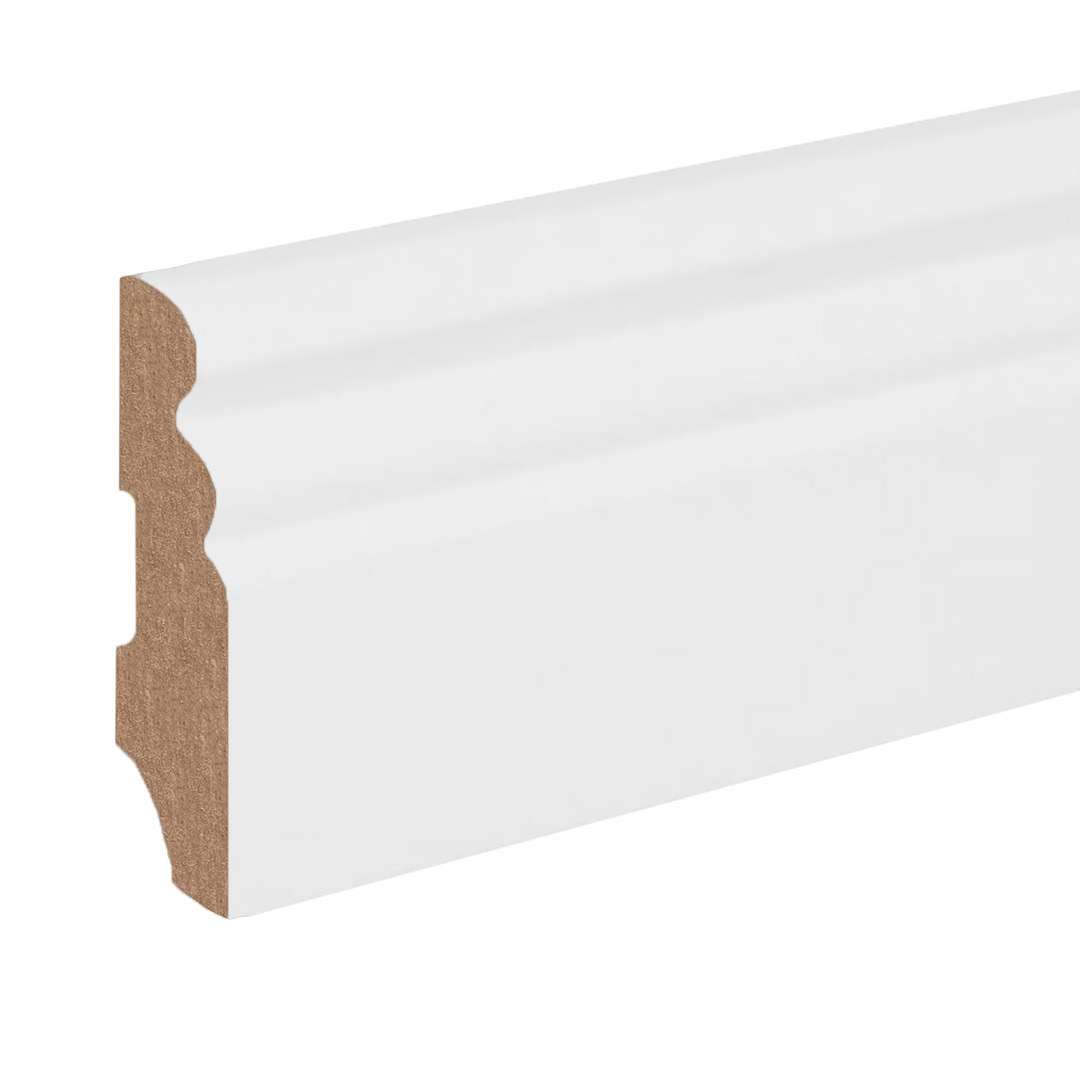 Battiscopa / battiscopa / modanatura per pavimento Novara-1 (73003) 16 x 58 x 2400 mm Bianco Ghiacciaio