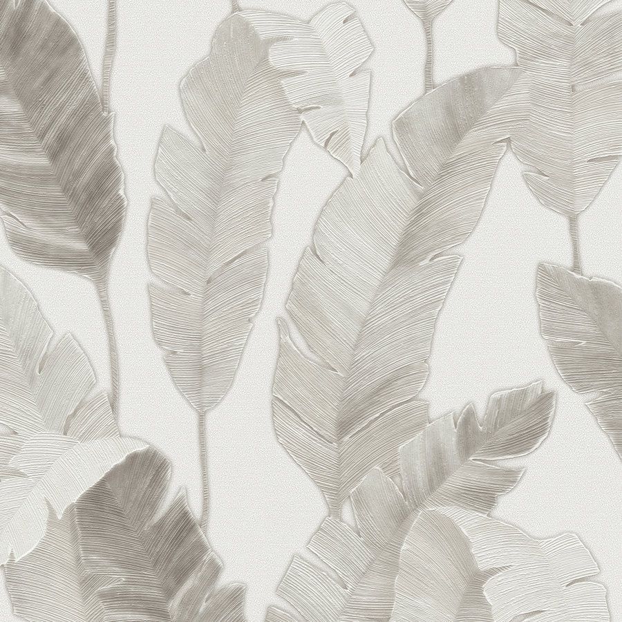 A.S. Creation Stili di viaggio 392185 Carta da parati in tessuto non tessuto Alberi e foglie 10,05 x 0,53 m Bianco
