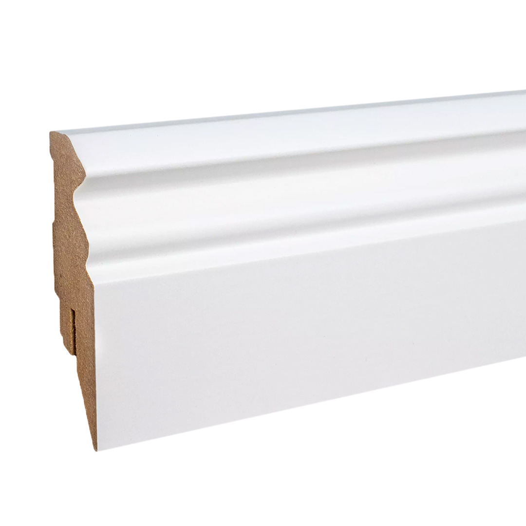 Kosche Battiscopa Bergamo-2 MDF 72998 16 x 58 x 2500 mm Bianco Rivestito in pellicola Profilo Amburgo