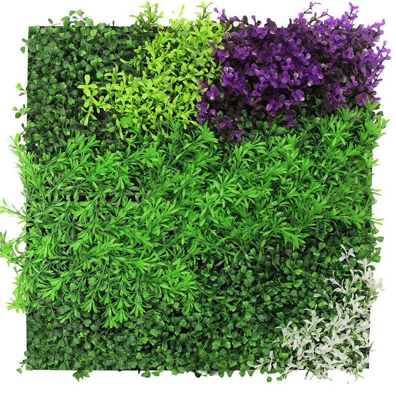 Pannello acustico modulare JANGAL 520 x 520 x 50 mm, parete vegetale con flora mista viola