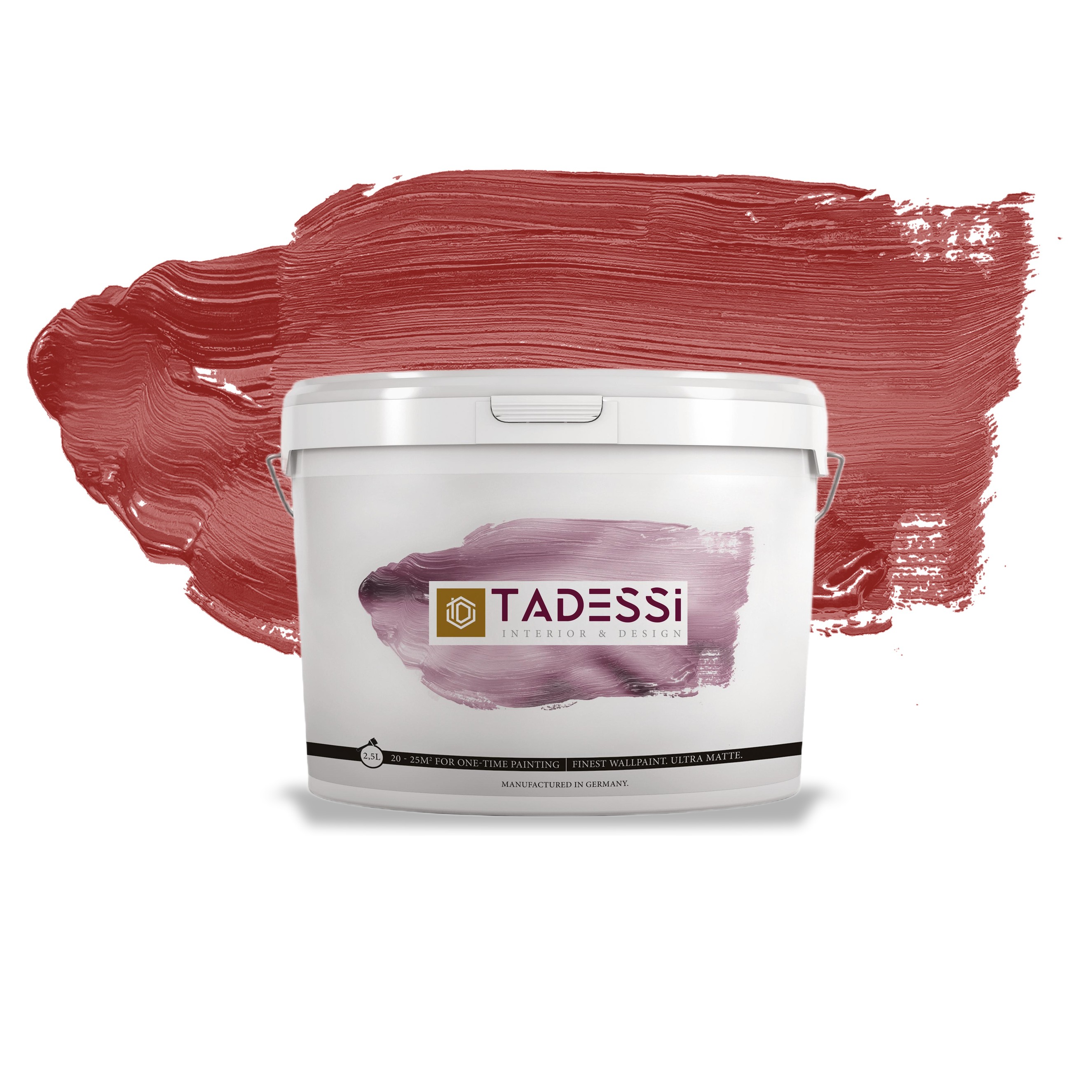 TADESSI Color Vista - Pittura murale rossa - Rosso ciliegia - Pittura per interni opaca - Pittura a dispersione di alta qualità