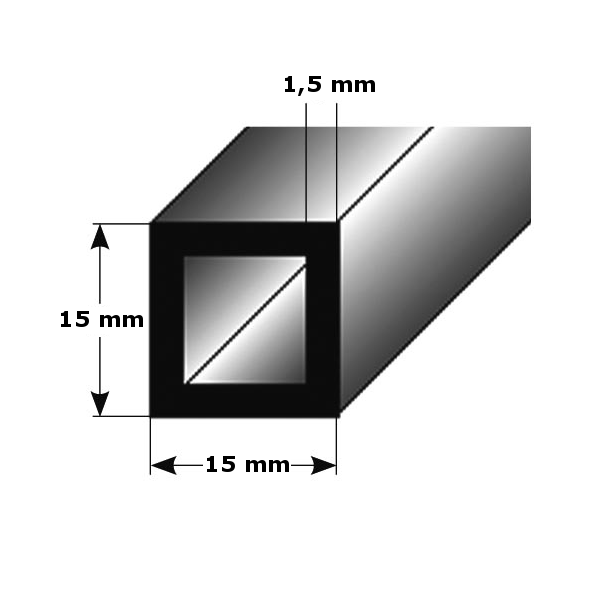 Vierkantrohr "Montalbo" Montageprofil / Bauprofil, aus Aluminium-1-15 mm (Default)