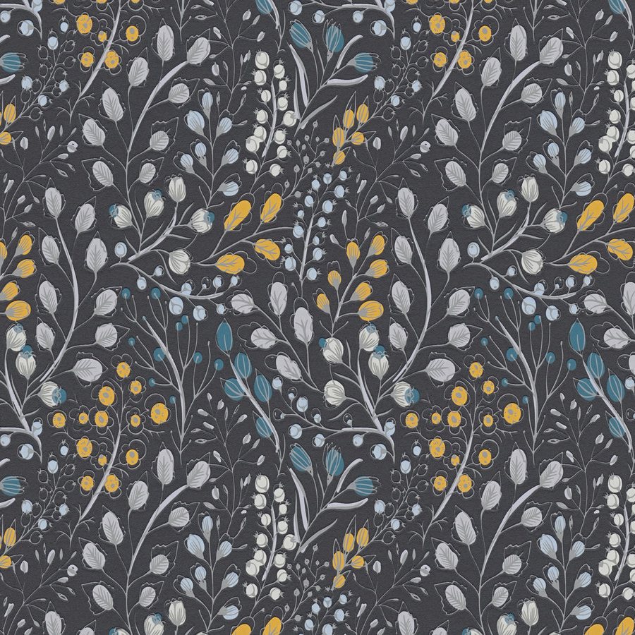 A.S. Creation Attractive 2 388474 Carta da parati in tessuto non tessuto aspetto floreale 10,05 x 0,53 m Nero
