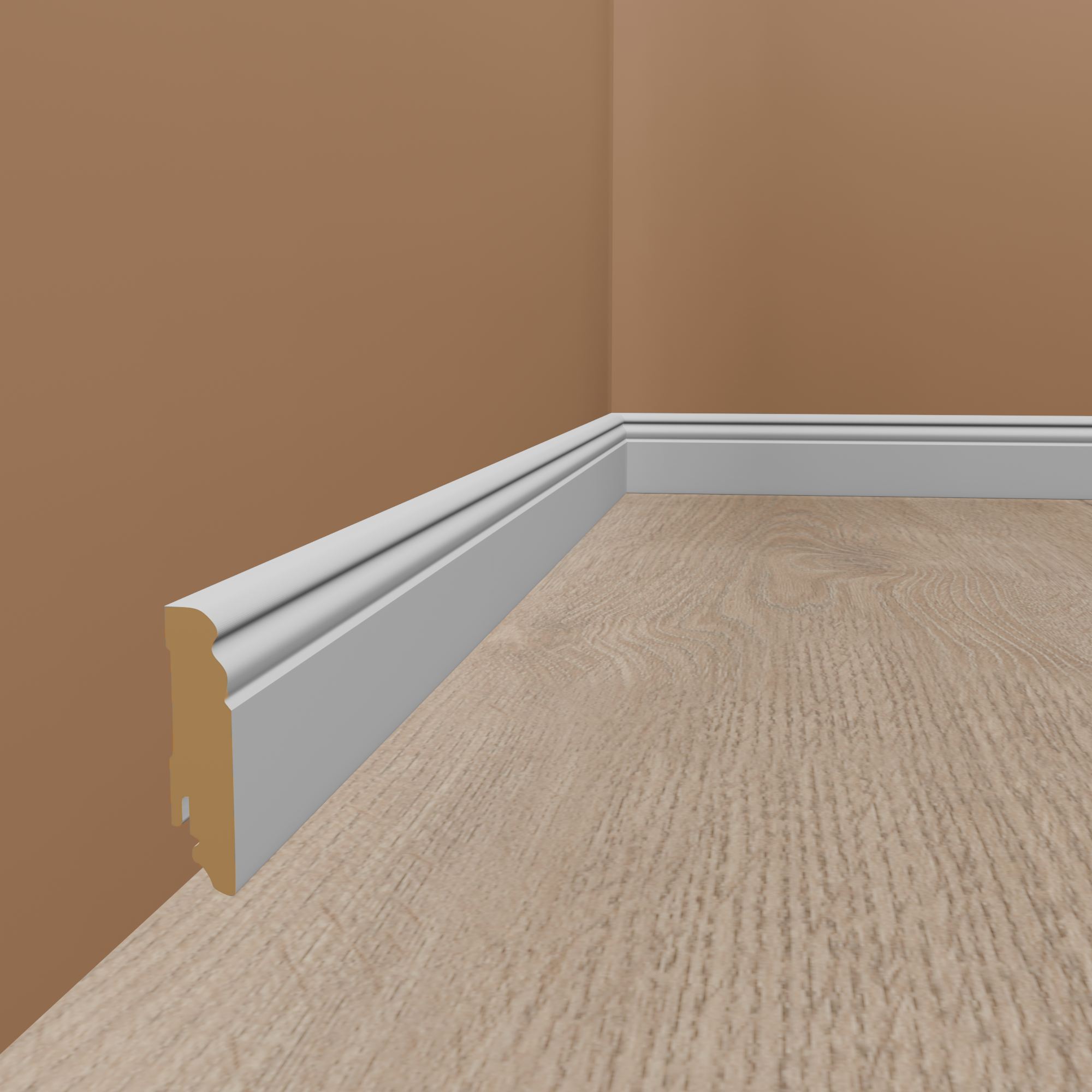 PROVISTON Profilo Amburgo Battiscopa in MDF 19 x 80 x 2400 mm Battiscopa con finitura in lamina bianca