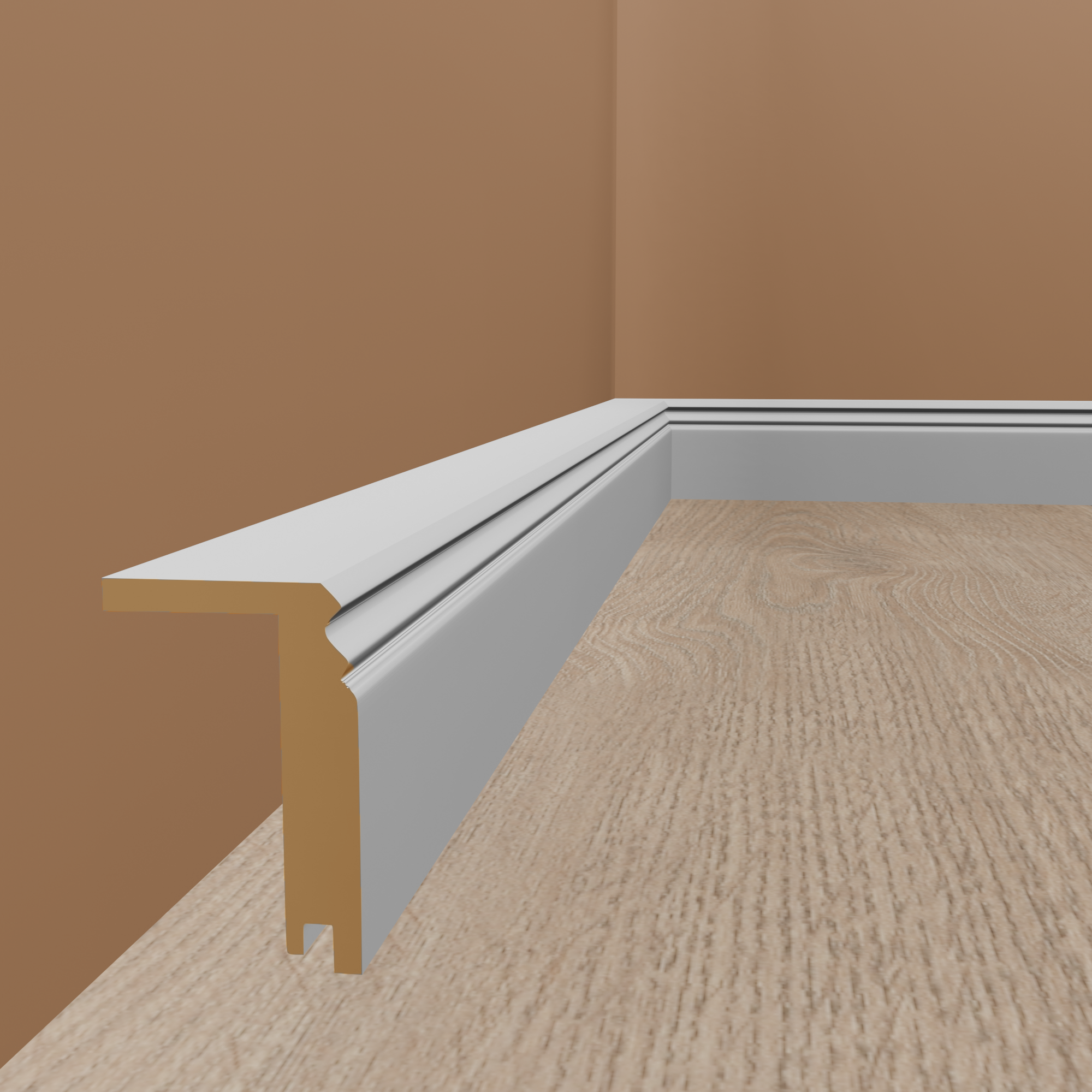 Striscia di copertura per tubi di riscaldamento, profilo berlinese, 64 x 96 x 2500 mm, MDF, rivestita in pellicola, bianca, di PROVISTON