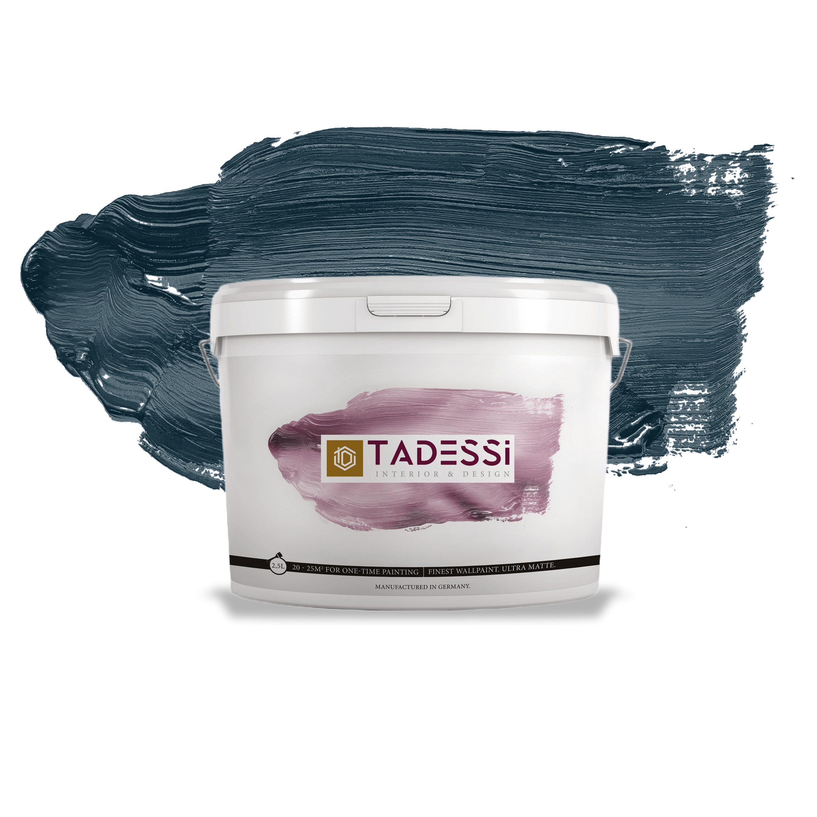 TADESSI Color Vista - Pittura murale blu - Blu ardesia - Pittura per interni opaca - Dispersione di alta qualità