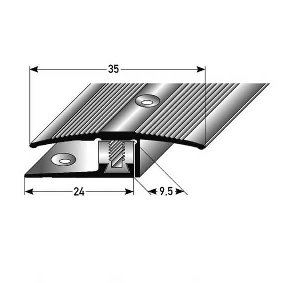 Profilo di transizione Auer Vernon B, altezza bordo 35 mm, 7 - 17 mm, striscia di transizione, alluminio anodizzato