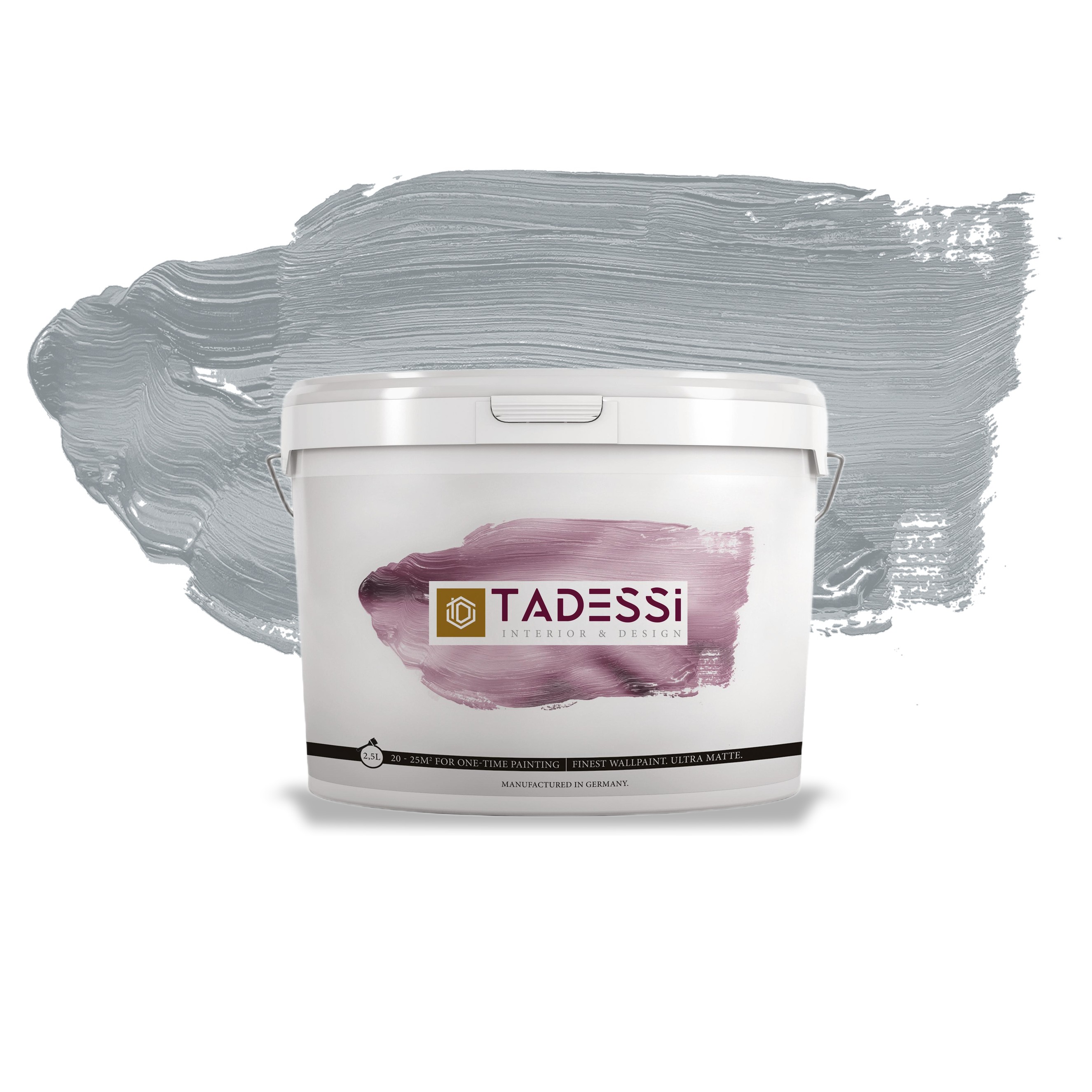 TADESSI Color Vista - Pittura murale grigia - Grigio fumo - Pittura per interni opaca - Pittura a dispersione di alta qualità