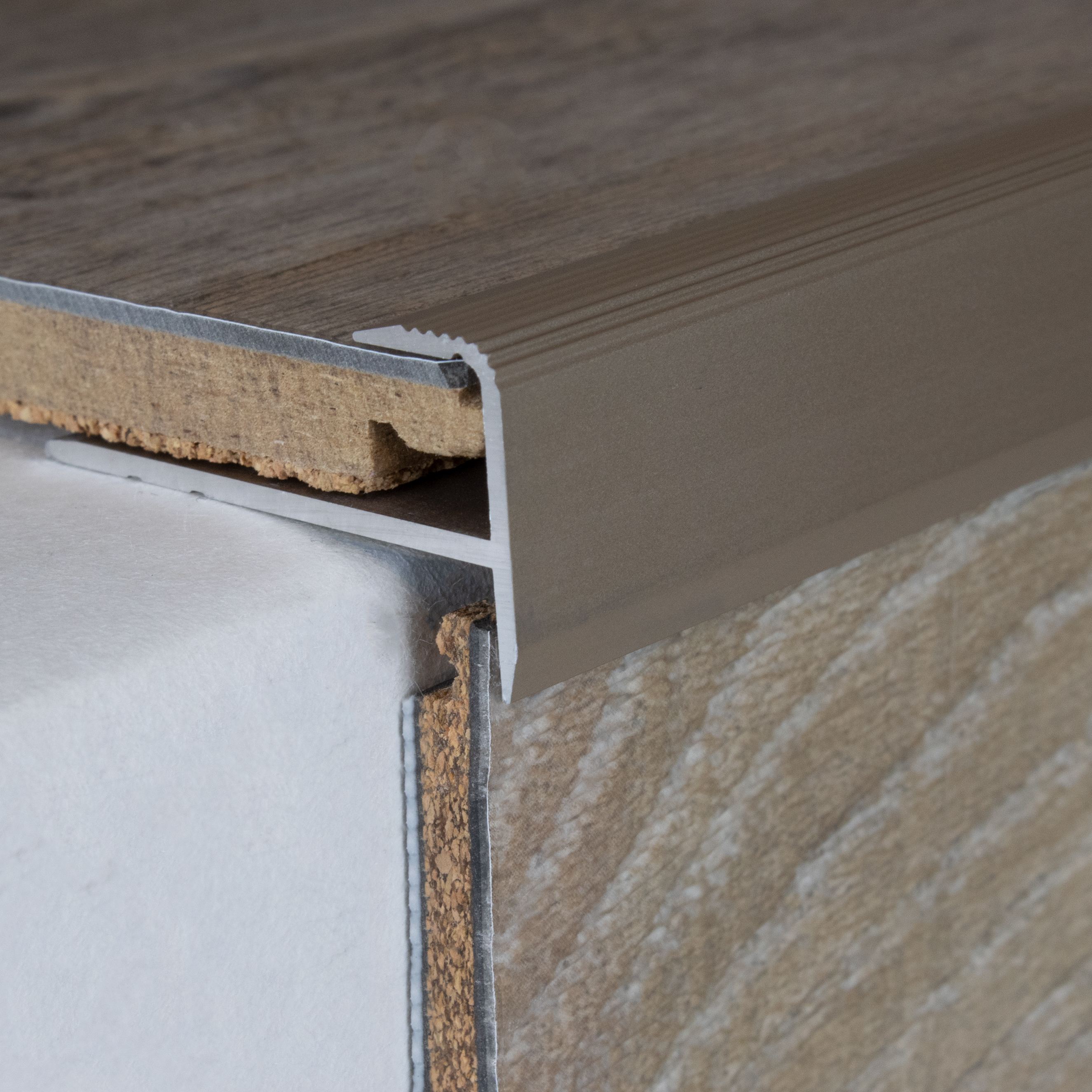 PROVISTON Profilo terminale, altezza 15,5 mm, larghezza 34 mm, altezza bordatura 8,5 mm, profilo bordatura in alluminio