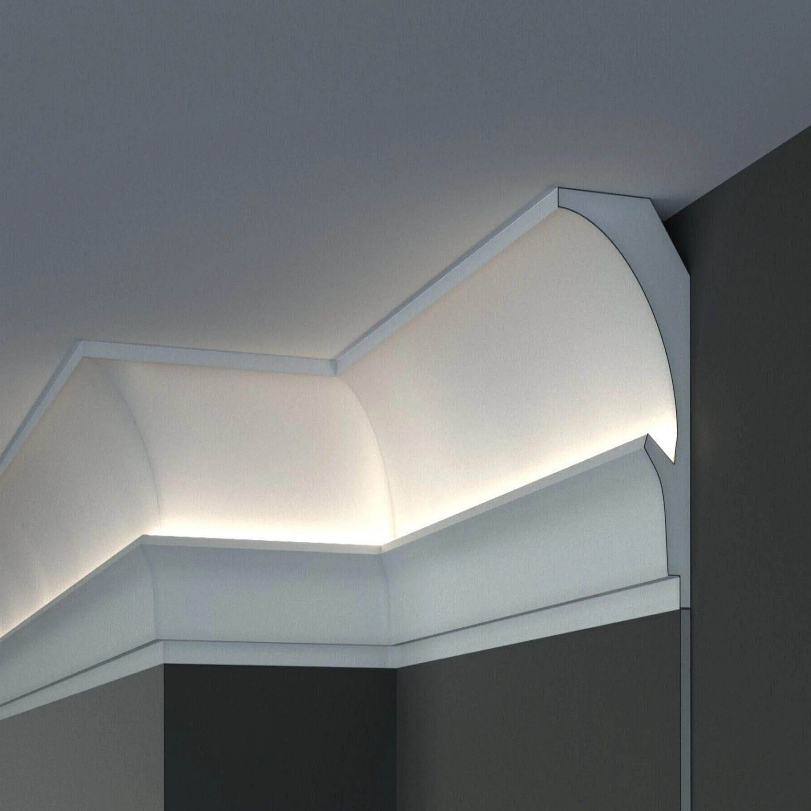Striscia luminosa Elite Decor KD202 Modanatura per soffitto in polistirene bianco 150 x 90 x 1150 mm