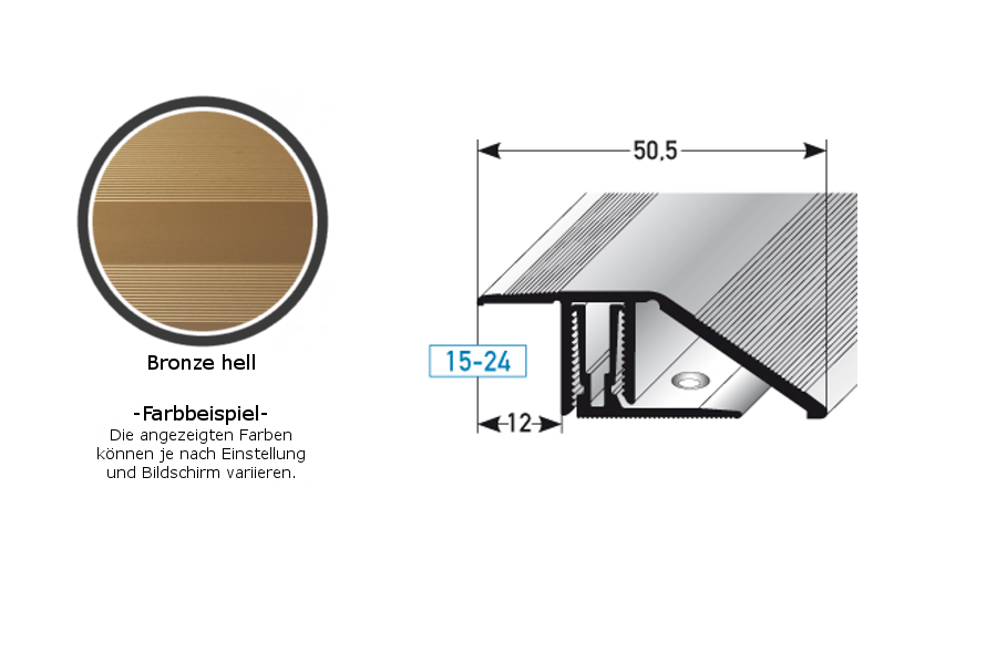 Profili di altezza e regolazione PROVISTON Bellingham B 50,5 mm Altezza bordo 15 - 24 mm Alluminio anodizzato