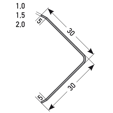 Profili per costruzione e montaggio Auer Restinga 30 x 30 mm Angolo di protezione angolare piegato singolo in acciaio inox