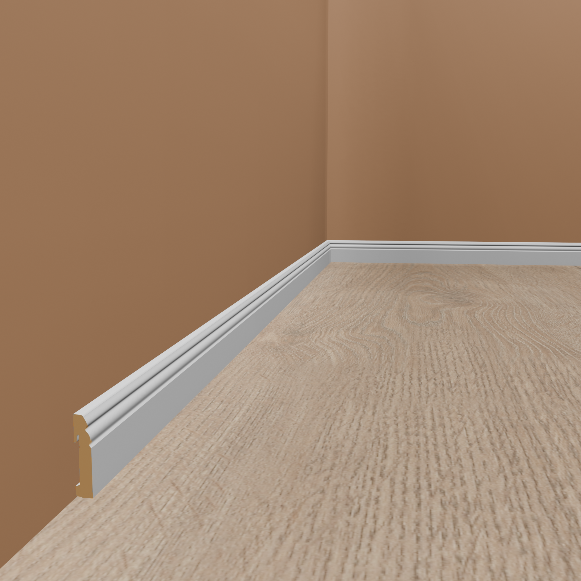 Battiscopa bianco PROVISTON, profilo Amburgo, 18 x 90 x 2400 mm, battiscopa rivestito in MDF