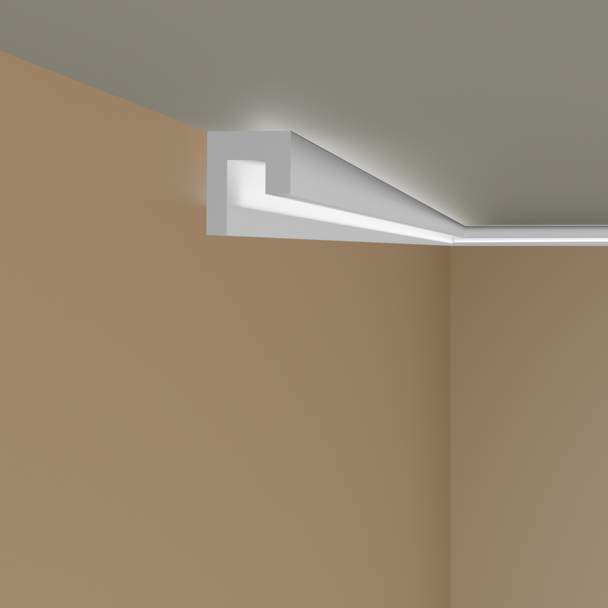 PROVISTON Modanatura in gesso "ML-71" Stucco in gesso autentico 60 x 62 x 1000 mm Striscia luminosa Modanatura a cornice