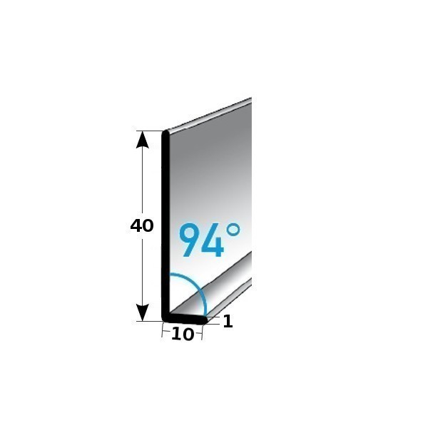 Battiscopa in metallo Auer, altezza 40 mm, angolo 94°, battiscopa in alluminio, impermeabile, moderno
