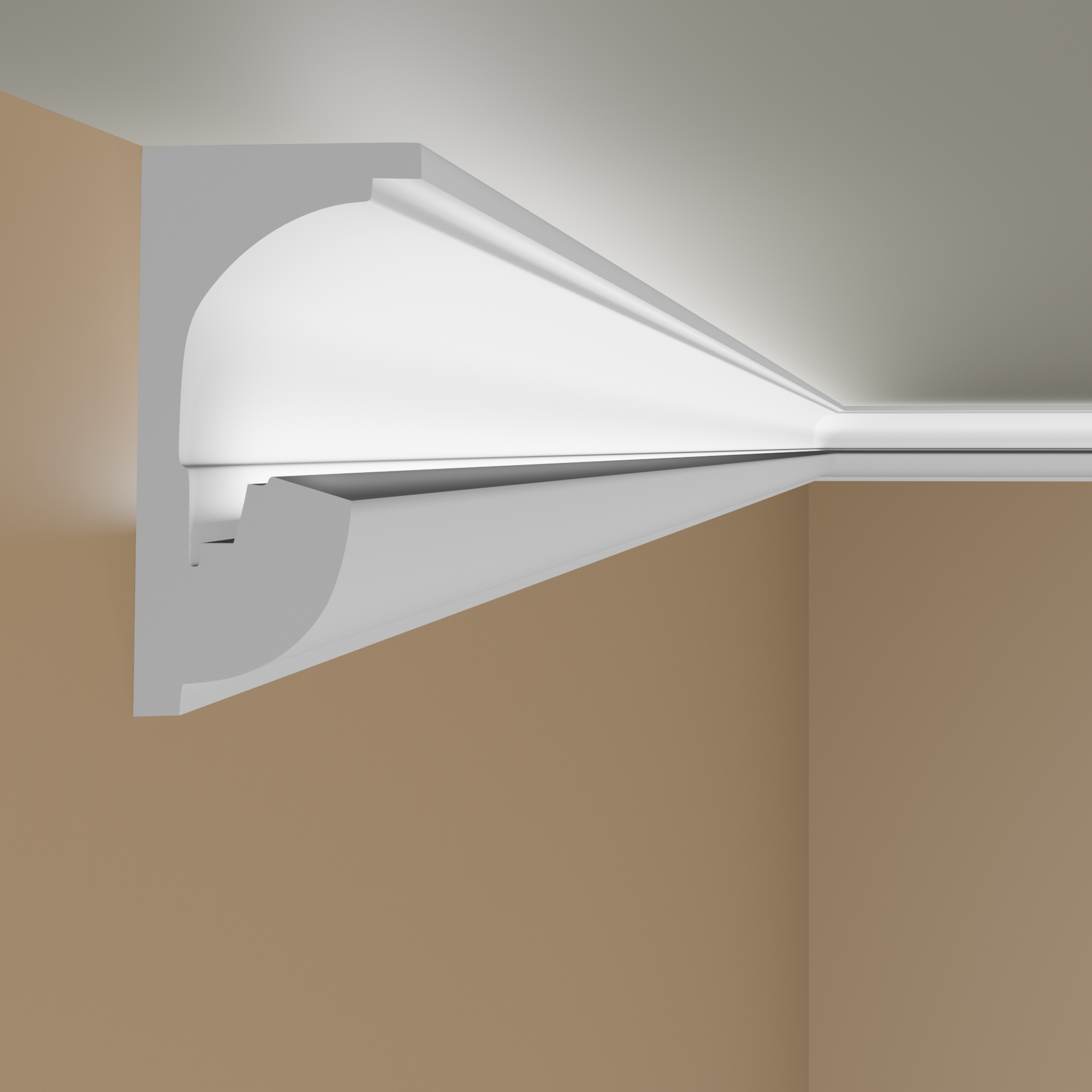 PROVISTON Striscia luminosa "LL4" Cornice in polistirene 64 x 132 x 2000 mm Bianco Cornice per soffitto