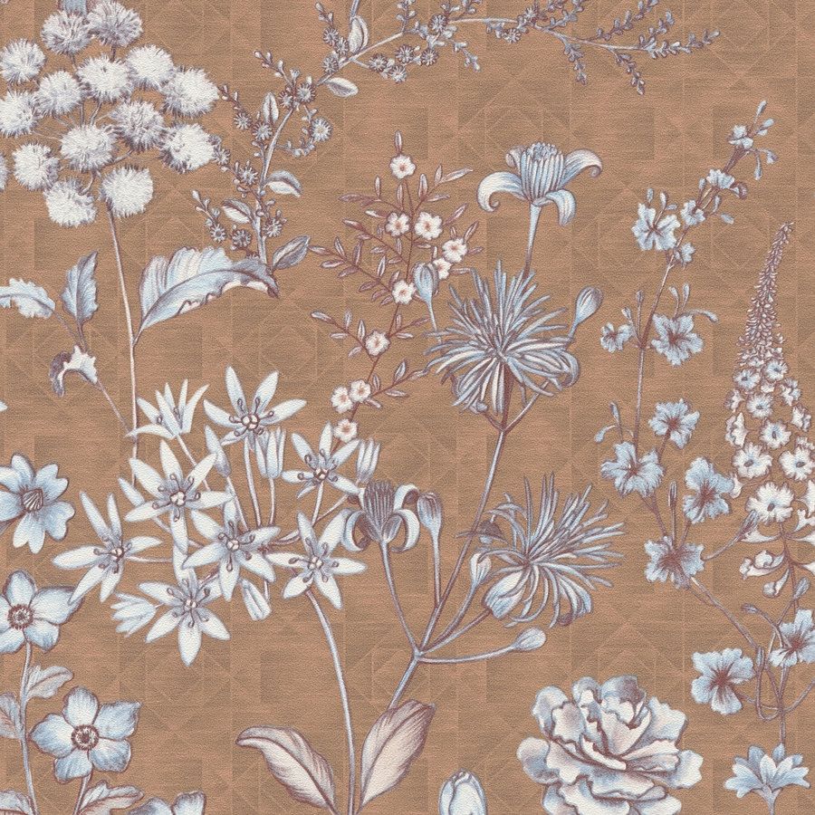 A.S. Creation Stili di viaggio 391173 Carta da parati in tessuto non tessuto aspetto floreale 10,05 x 0,53 m Arancione