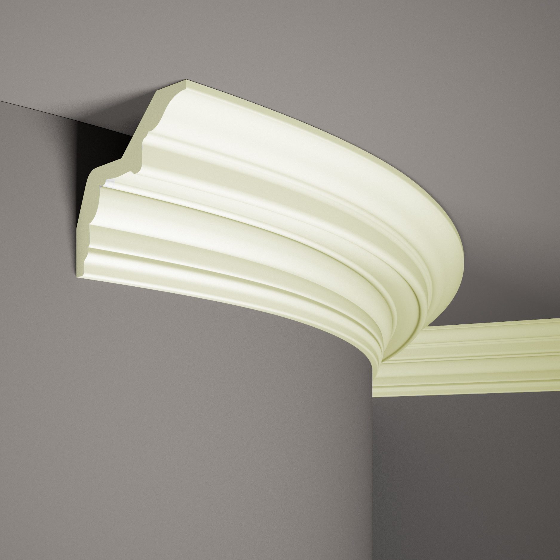 Modanatura flessibile per soffitto Mardom MDB169F Profoam 126 x 124 x 2000 mm Modanatura in stucco bianco pieghevole