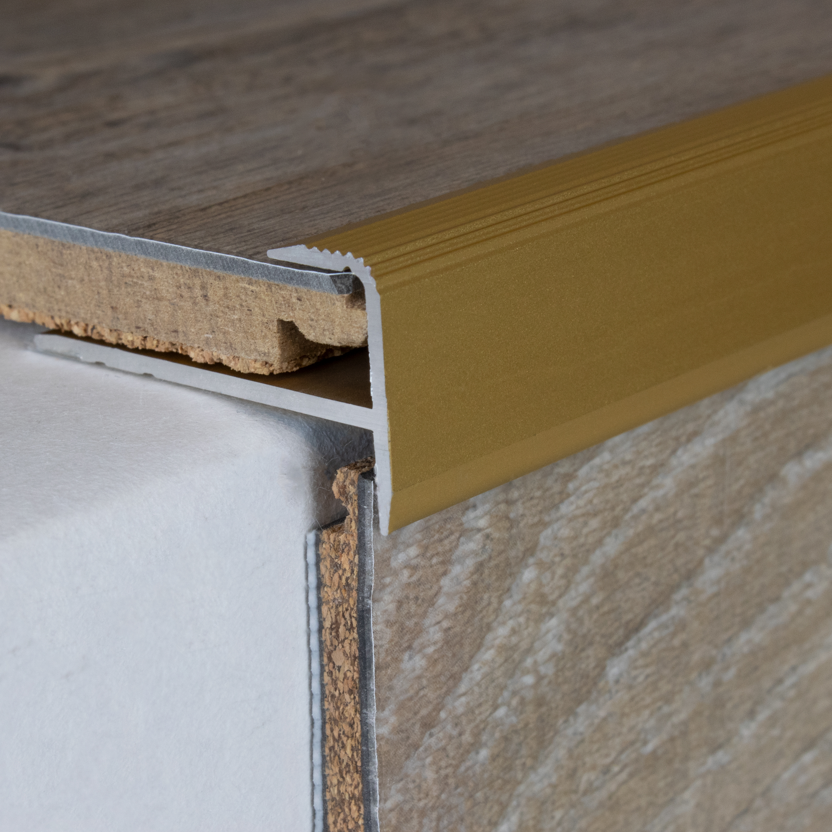 PROVISTON Profilo terminale, altezza 15,5 mm, larghezza 34 mm, altezza bordatura 8,5 mm, profilo bordatura in alluminio